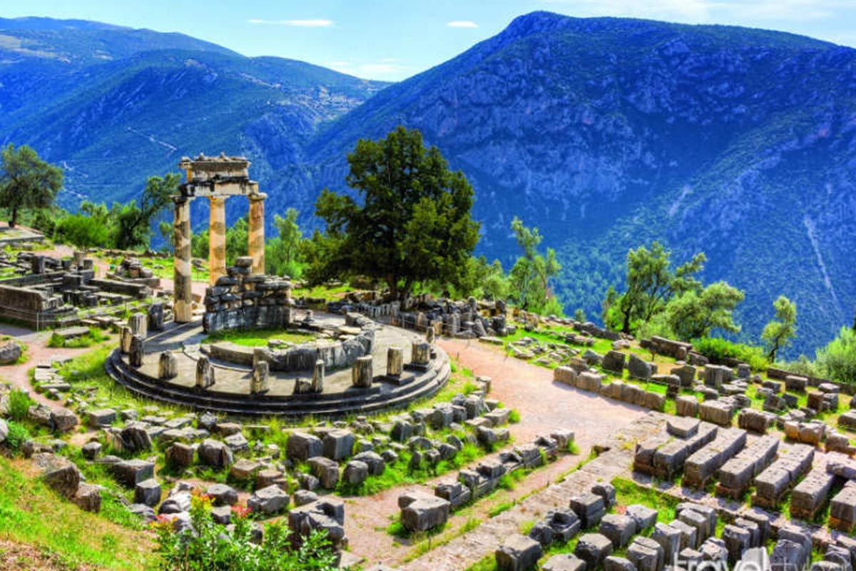 5th Tour day: Today we’ll visit Delphi, Delphi city considered by the ancients Greeks to be the center of the world and a religious center. Guided visit to archaeological site, Temple of Apollo, Theater, Market, the famous Omphalos treasures (=navel of the earth), and finally the Delphi Museum with the amazing sculptures. At Delphi you might get Pythia’s chrism for your future and the future of the world, as it had happened for Alexander the Great before conquering the known in those day world. We continue with a short stop at Arachova, a Greek traditional village and then drive back to Athens for overnight.