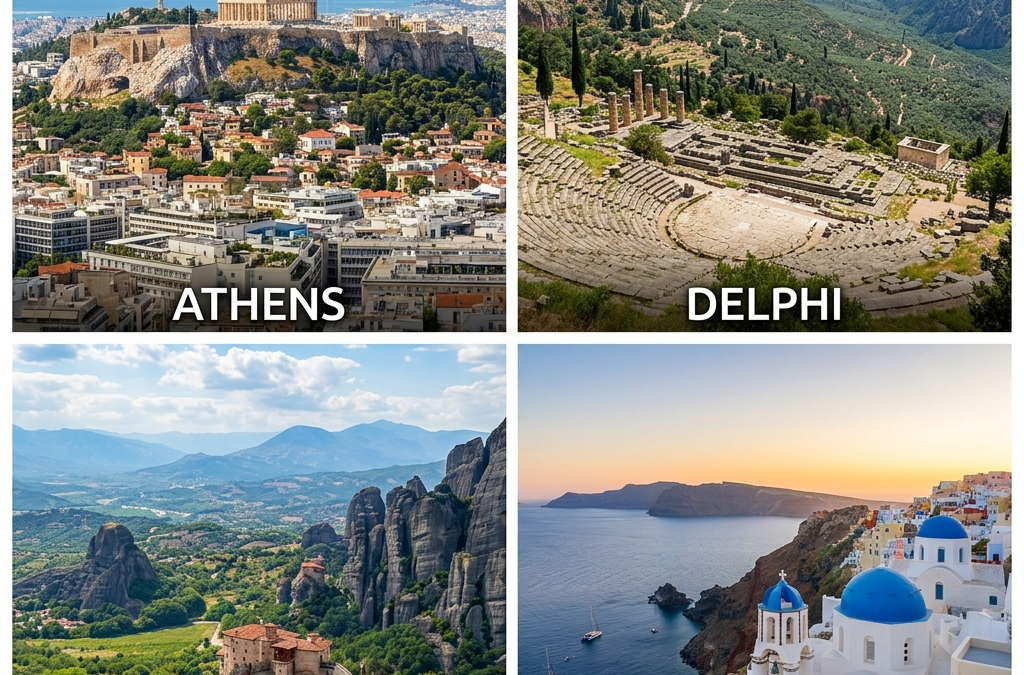 GREECE  HIGHLIGHTS  PANORAMA   Athens – Delphi – Meteora – Santorini Island & Caldera Cruise